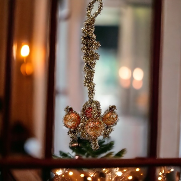 Antique German Victorian Mercury Blown Glass Wire Tinsel Christmas Ornament - Picture 1 of 12